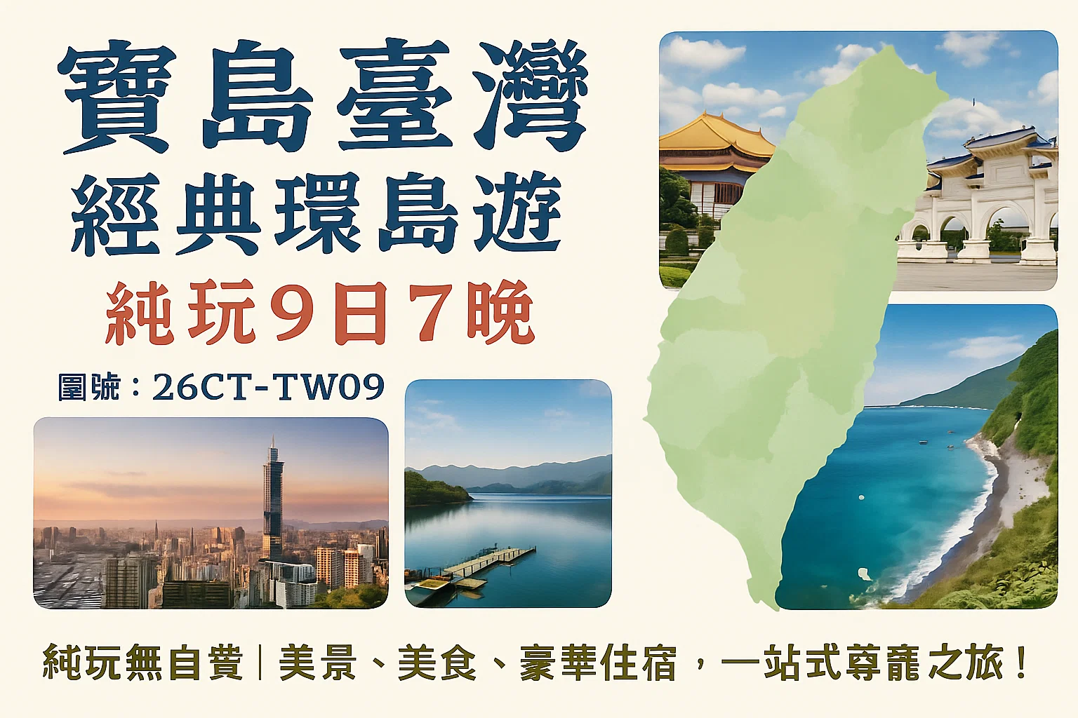 寶島臺灣 經典環島遊 純玩9日7晚